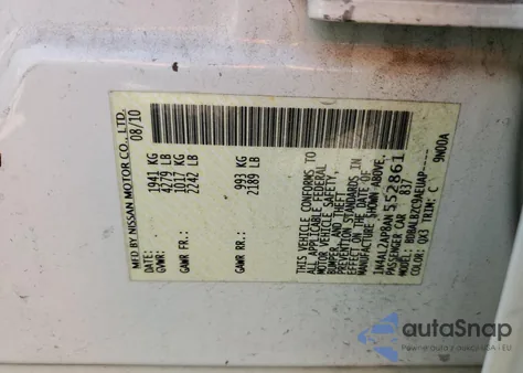 2010 Nissan Altima Base from USA, damaged, VIN 1N4AL2AP8AN552861